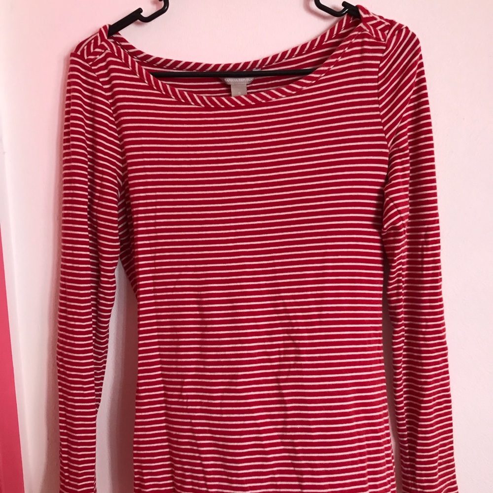 Red long sleeve w/ white stripes